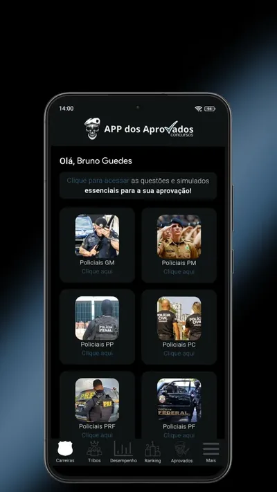 Tela do aplicativo App dos Aprovados