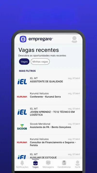 Tela do aplicativo Empregare
